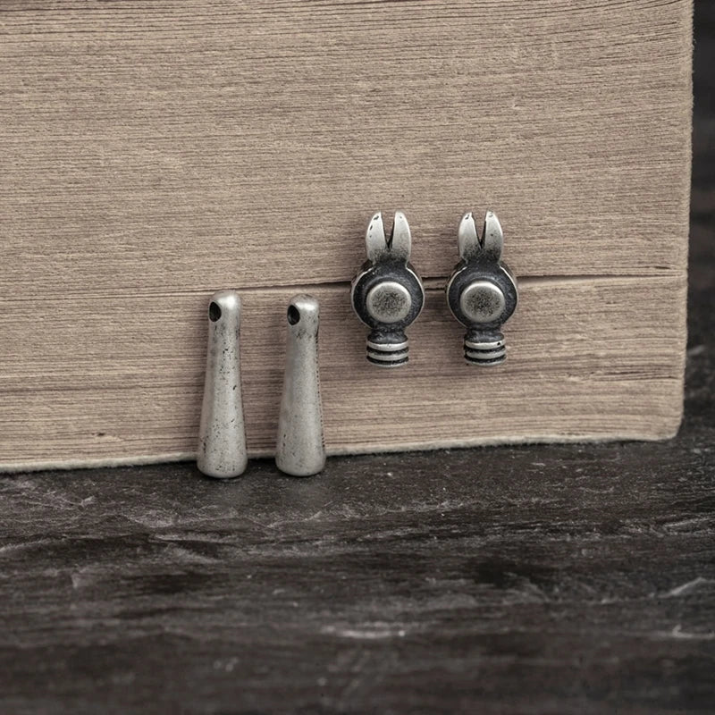 Artisan Hammer Stud Earrings 925 Silver