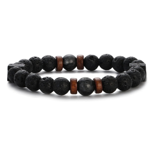 Surf Spirit Volcanic Lava Stone Bracelet - Natural Black Onyx Beads with Healing Properties