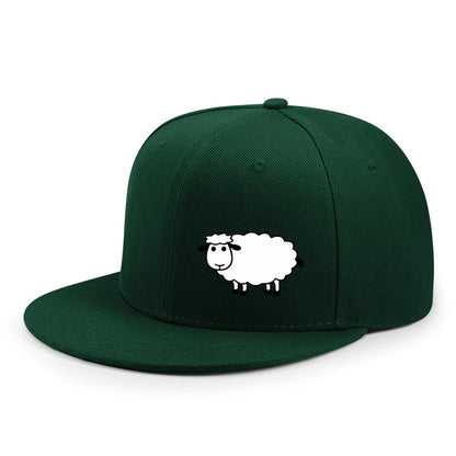 Sheep Pattern Baseball Cap - Adjustable Flat Brim Unisex Street Style Hat