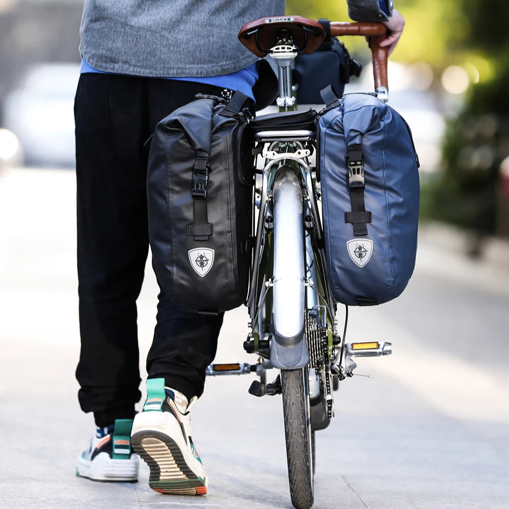 Waterproof Bike Pannier Bag 20L Rear Rack Travel & Shoulder Backpack
