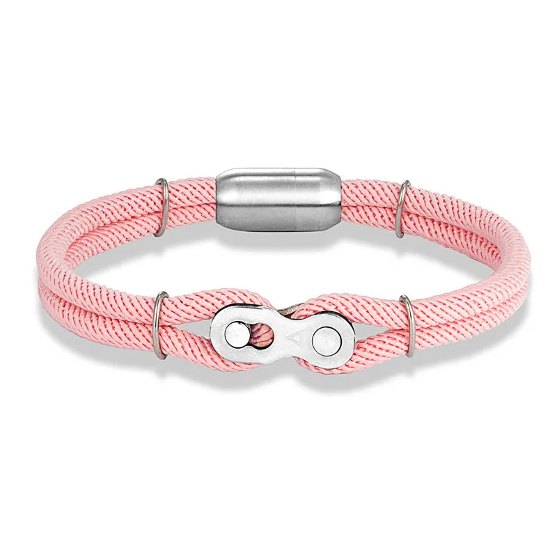 Biker Chain Magnetic Bracelet Rugged Rope & Rock Style