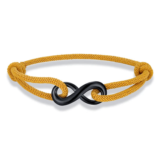 Infinity Duo Bracelet Adjustable Black Rope & Steel