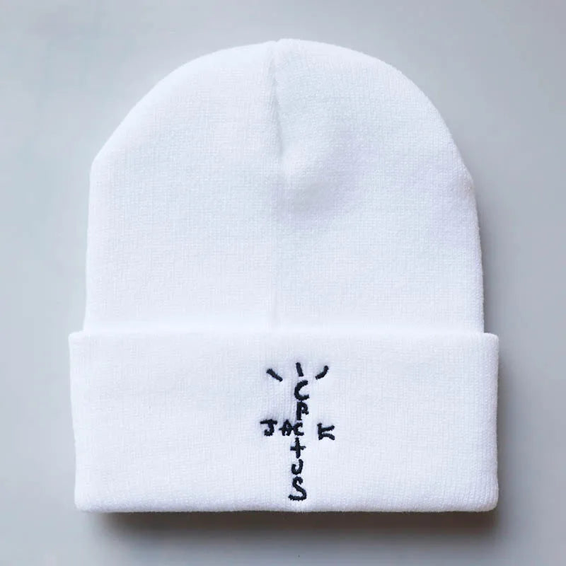 Cactus Embroidery Knit Beanie - Cotton, One Size