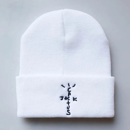 Cactus Embroidery Knit Beanie - Cotton, One Size
