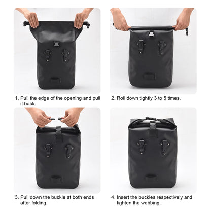 Waterproof Bike Rear Pannier Bag  10L Large Capacity with Reflective Strips