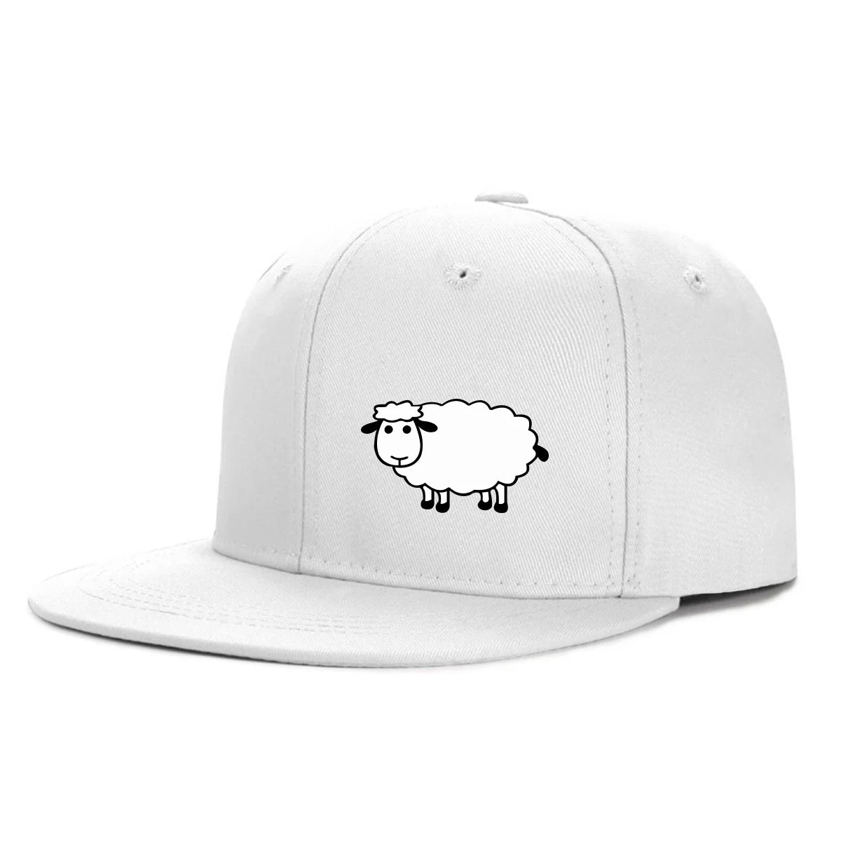Sheep Pattern Baseball Cap - Adjustable Flat Brim Unisex Street Style Hat