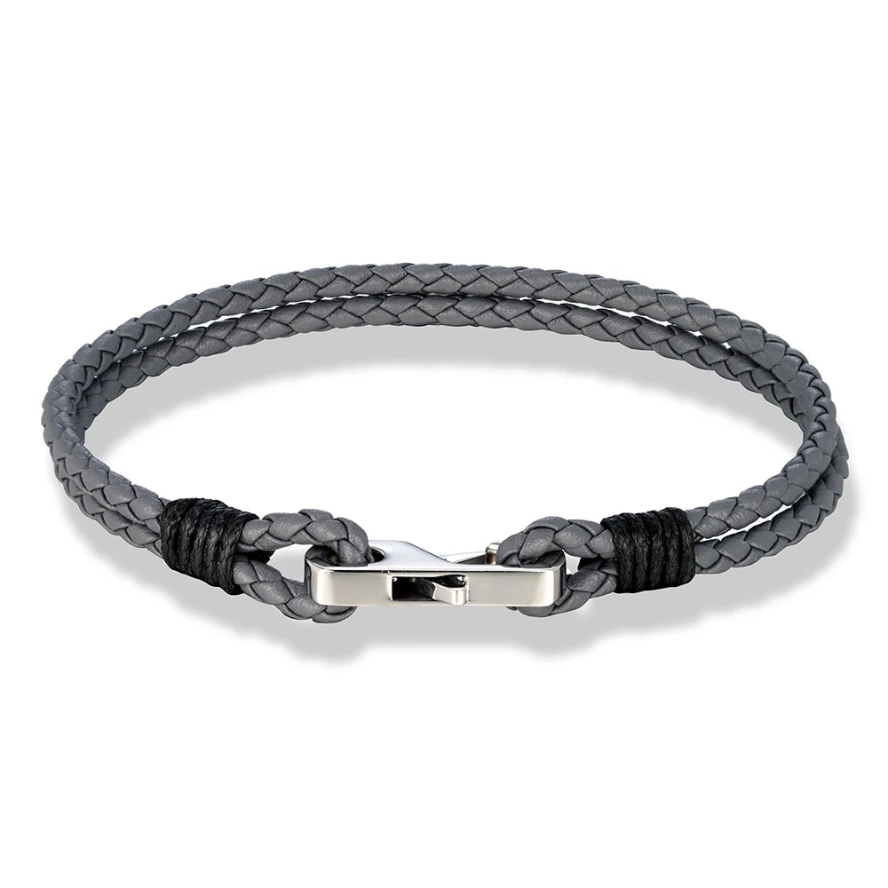 Pulsera de piel auténtica de 3 mm – Hebilla cuadrada de acero 316L | Estilo clásico para hombre