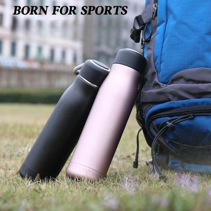 Vacuum Thermos Bottle - Stainless Steel, 550ml, Carry Rope, 5 Colors, Hot & Cold