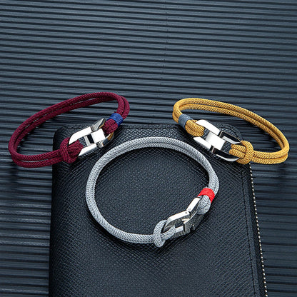 Pulsera de cuerda trenzada y ancla de acero – Estilo náutico para parejas
