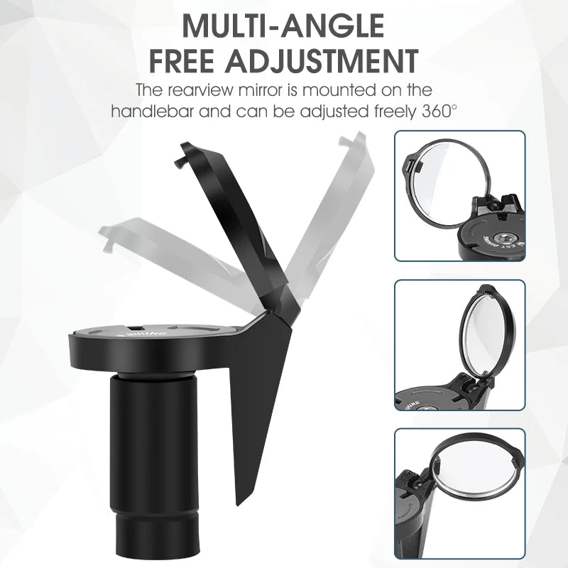 Universal Bike Mirror Adjustable 360° Convex Rearview for MTB & Road Cycling