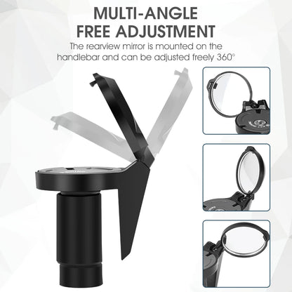 Universal Bike Mirror Adjustable 360° Convex Rearview for MTB & Road Cycling