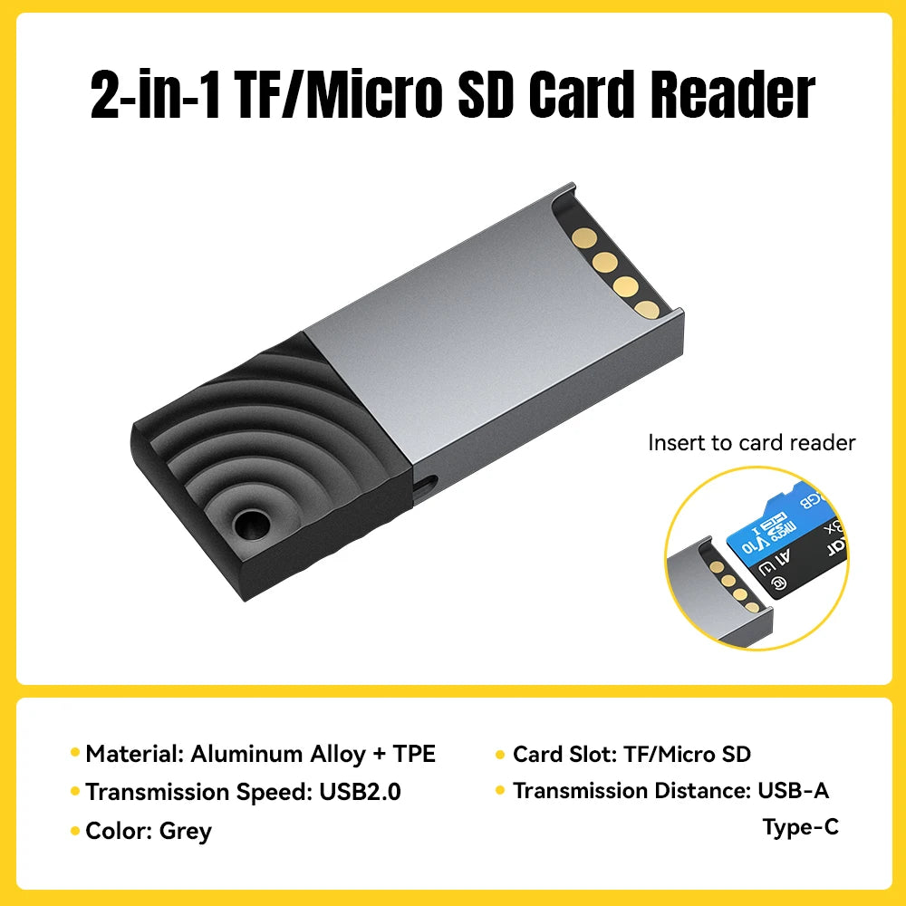 Dual-Interface Card Reader - USB-C & USB 2.0 to MicroSD/TF Adapter for Tech Professionals