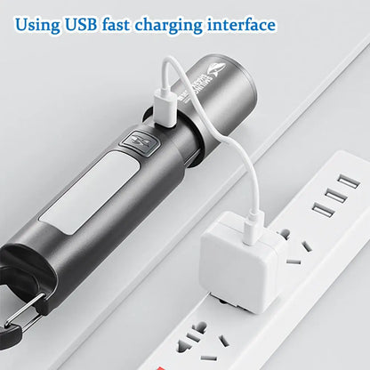 Waterproof USB Rechargeable LED Flashlight with Bicycle Stand