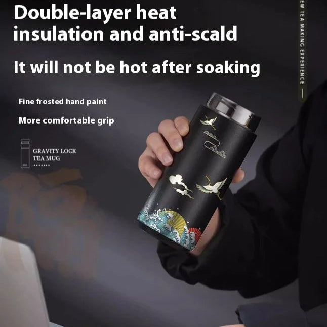 Thermal Travel Mug 316 Stainless Steel, Ceramic Inner, Tea & Coffee Infuser, Foam-Insulated