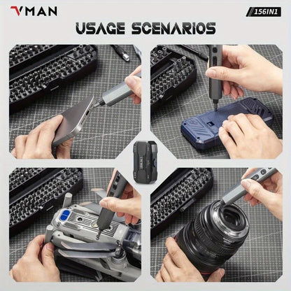 156-in-1 Mini Electric Screwdriver Set - Precision Repair Kit