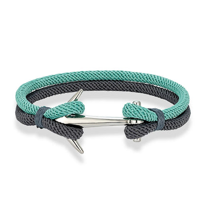 Nautical Steel Double Rope Anchor Bracelet Waterproof, Unisex & Adventure Ready