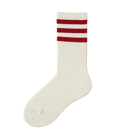 Striped Cotton Crew Socks, Jacquard Unisex EU 36-43