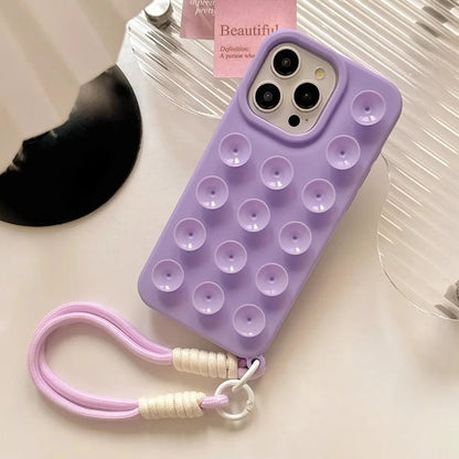 Silicone iPhone Case with Lanyard - Shockproof, Anti-Slip, 6 Colors, iPhone 11-17 Pro Max