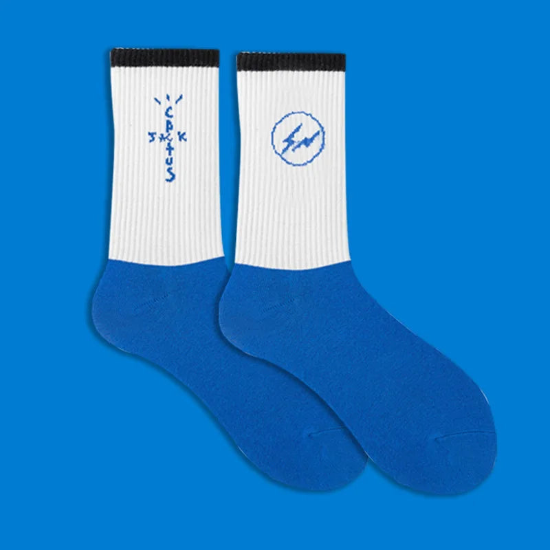 Cactus Jack White Crew Socks - Bandana Design Streetwear Cotton Blend | Men's EUR 36-43