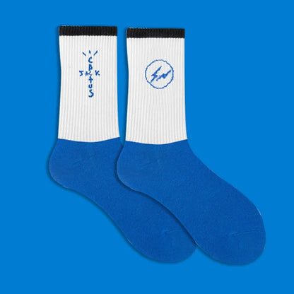 Cactus Jack White Crew Socks - Bandana Design Streetwear Cotton Blend | Men's EUR 36-43