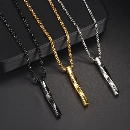 Men’s Stainless Steel Spiral Cylinder Pendant Necklace  Elegant Geometric Charm for the Modern Man