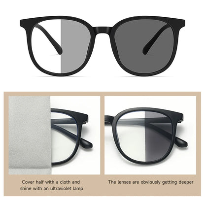 Photochromic Large Frame Sunglasses - UV400 Fashion Eyewear for Office & Outdoor