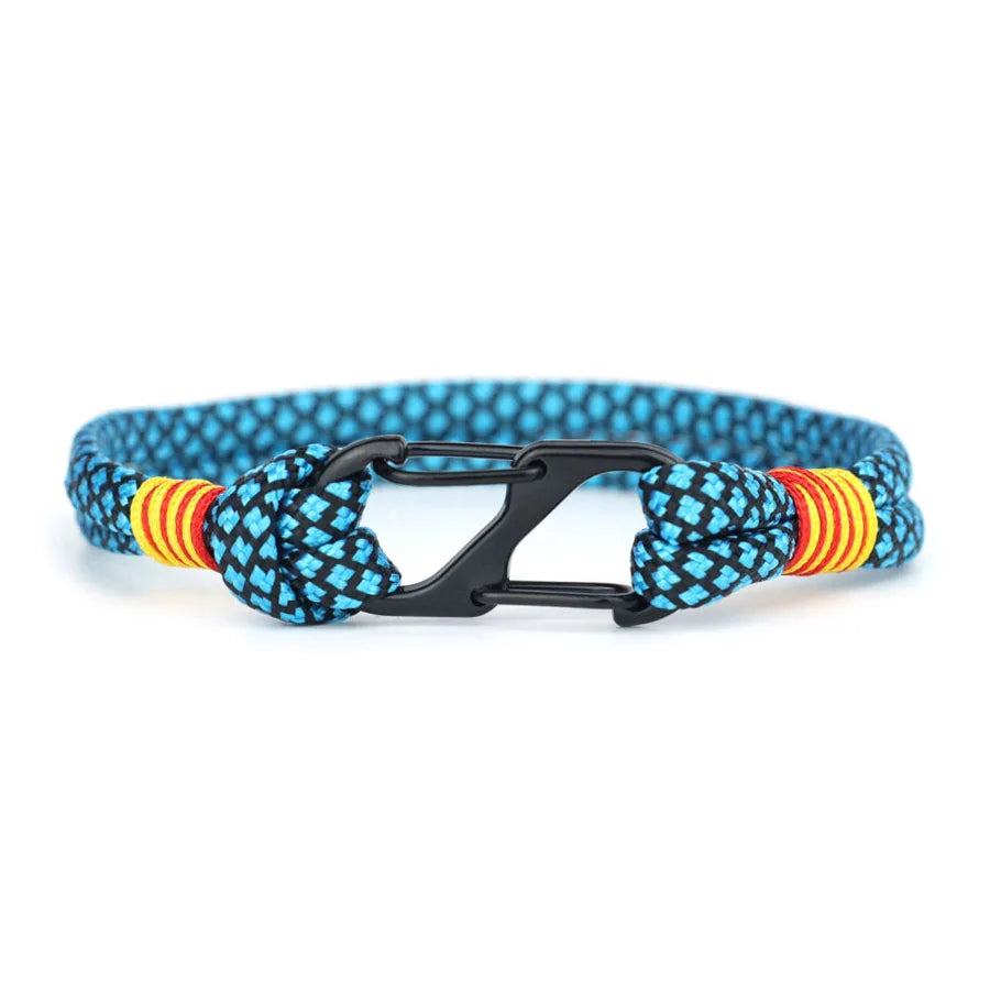 Two-Tone Rope Bracelet for Men – Zinc Alloy Carabiner Clasp