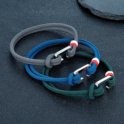 Boho Style Nylon Rope Bracelet Stainless Steel Mini Clasp