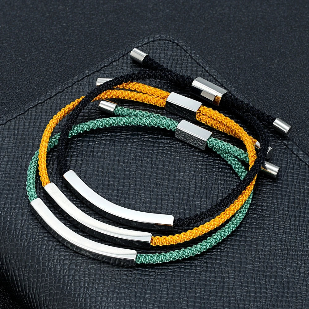 Punk SOS Rope Bracelet Custom Stainless Steel ID Tag deideas