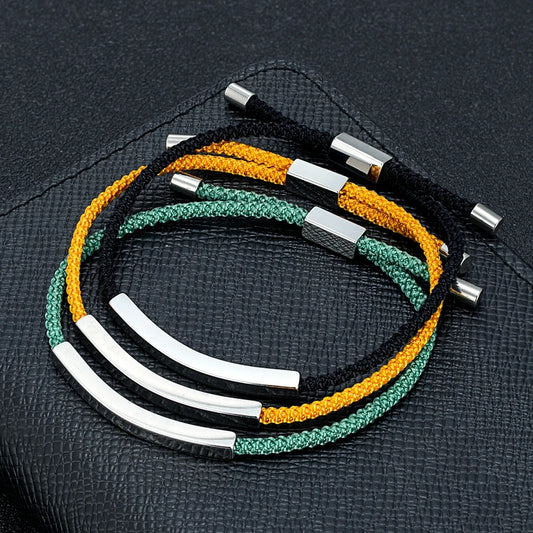 Punk SOS Rope Bracelet Custom Stainless Steel ID Tag deideas