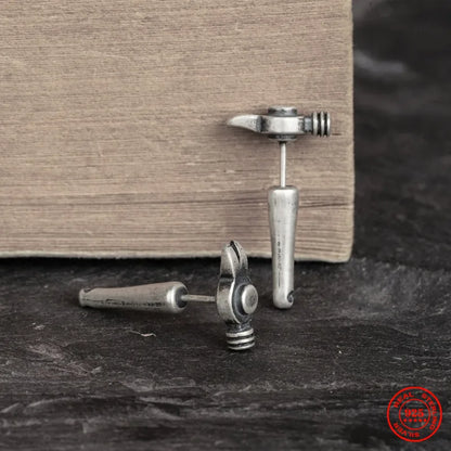 Artisan Hammer Stud Earrings 925 Silver