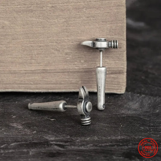 Artisan Hammer Stud Earrings 925 Silver
