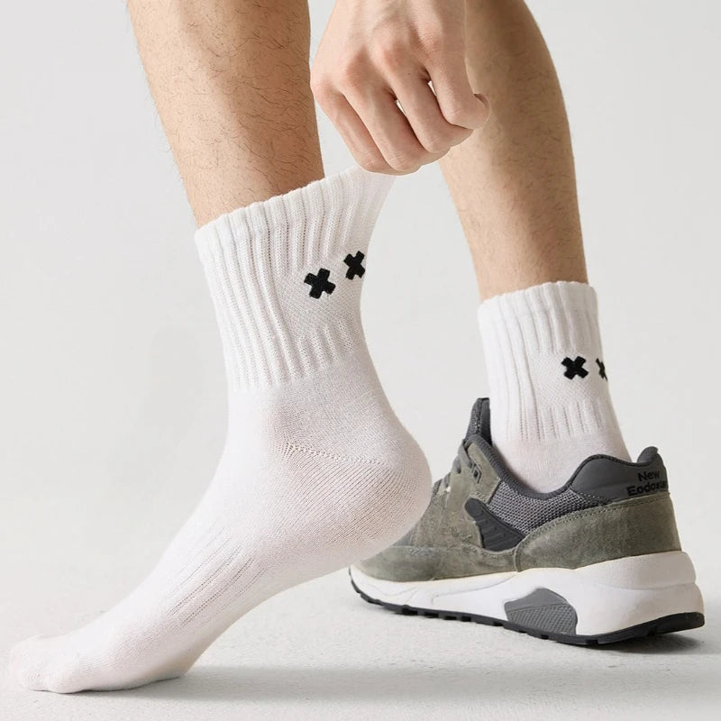 Calcetines de algodón de media caña, paquete de 5 unidades - Colores surtidos, antibacterianos, talla única, unisex