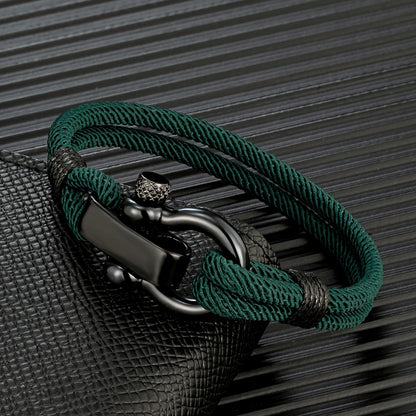 Outdoor Rescue Bracelet Durable Rope & Steel Shackle Buckle