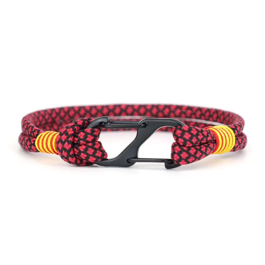 Two-Tone Rope Bracelet for Men – Zinc Alloy Carabiner Clasp
