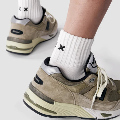 Men's Cushioned Athletic Crew Socks - Breathable Cotton Blend with XX Embroidery