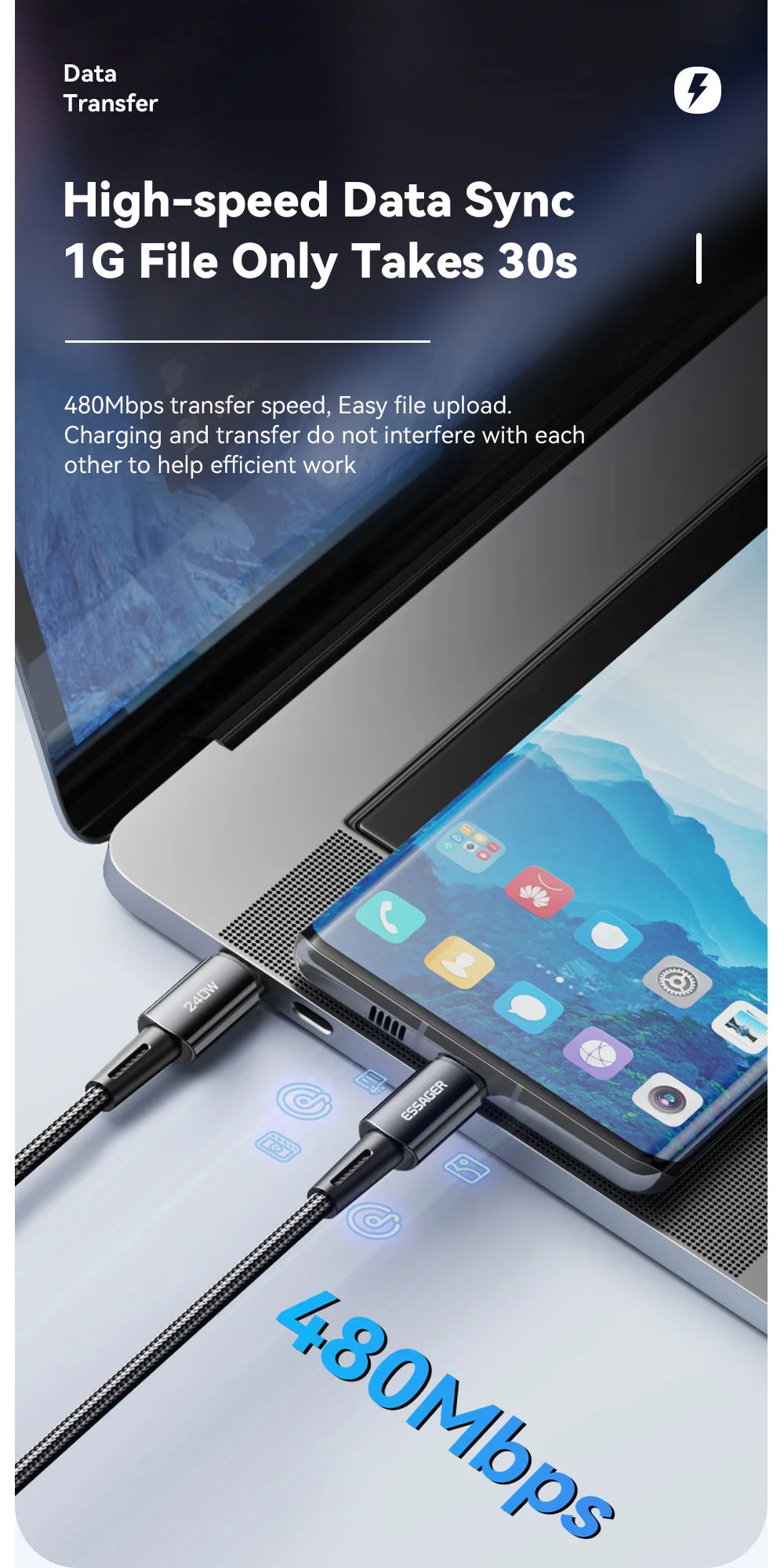 USB-C to USB-C Cable 240W - Ultra Fast Charging Cable 6A PD | Gaming Laptops & High-Power Devices