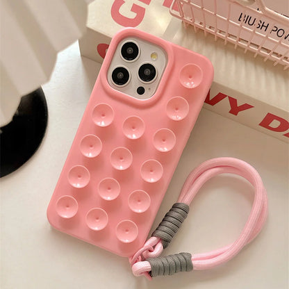 Silicone iPhone Case with Lanyard - Shockproof, Anti-Slip, 6 Colors, iPhone 11-17 Pro Max
