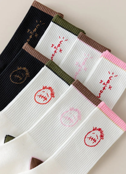 Cactus Jack White Crew Socks - Bandana Design Streetwear Cotton Blend | Men's EUR 36-43