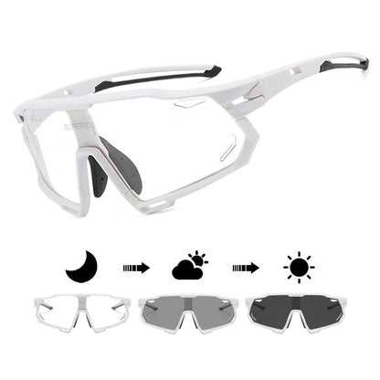 Photochromic Cycling Sunglasses - UV400, 152mm Wide, CE Certified, With/Without Case