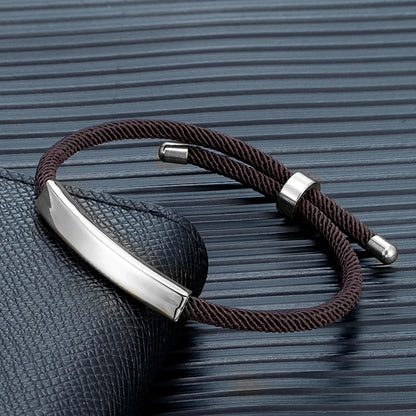 Pulsera de cuerda grabada a medida - Acero inoxidable, ajustable, 15 colores, personalizada