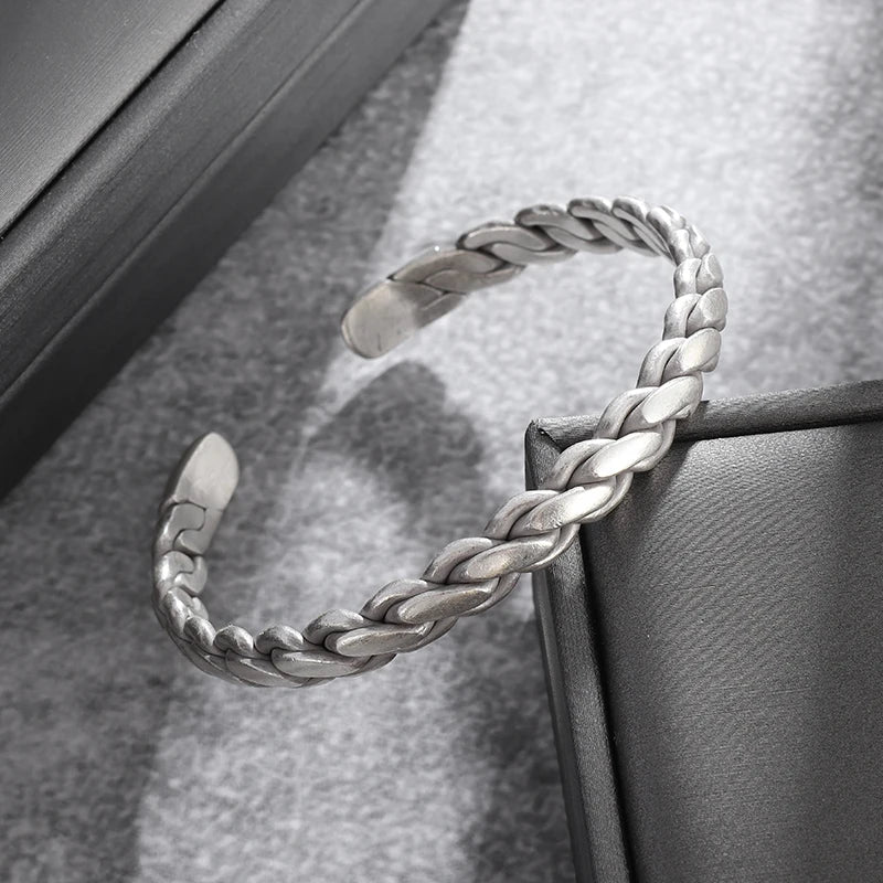 Feather Cuff Bracelet Adjustable Metal Bangle for Men & Women