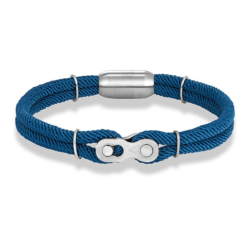 Biker Chain Magnetic Bracelet Rugged Rope & Rock Style