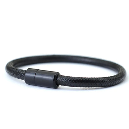 IronTide Leather and Rope Punk Bracelet with Magnetic Closure
