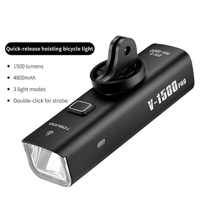 Luz de bicicleta recargable - Hasta 1500 lúmenes, IPX6, 4800mAh, USB, 6 modelos