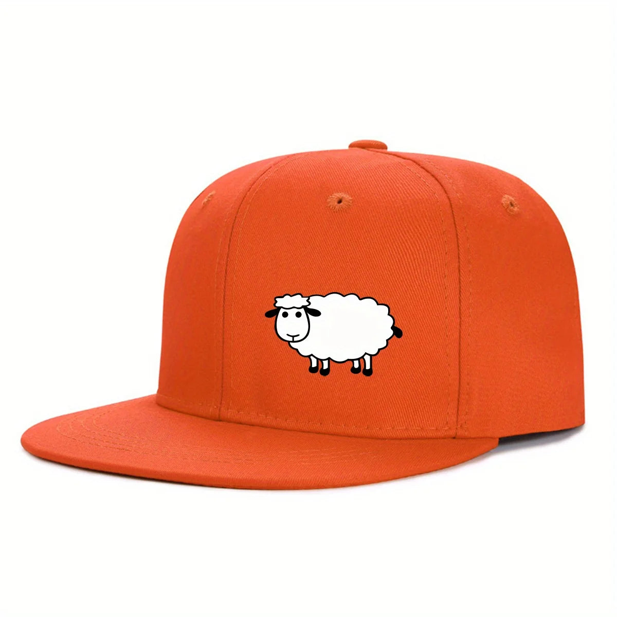 Sheep Pattern Baseball Cap - Adjustable Flat Brim Unisex Street Style Hat