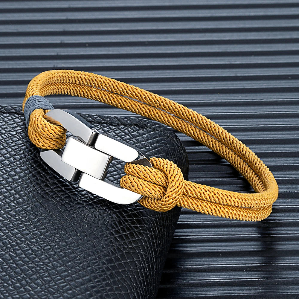 Pulsera de cuerda trenzada y ancla de acero – Estilo náutico para parejas