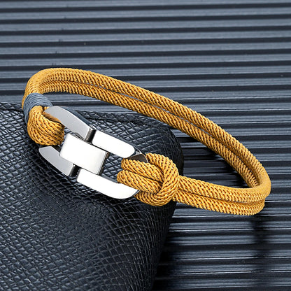 Pulsera de cuerda trenzada y ancla de acero – Estilo náutico para parejas
