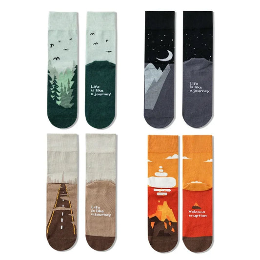 Adventure Ready Cotton Socks Breathable, Anti-Odor, Unisex Mid-Calf Style for Walking, Cycling & Riding