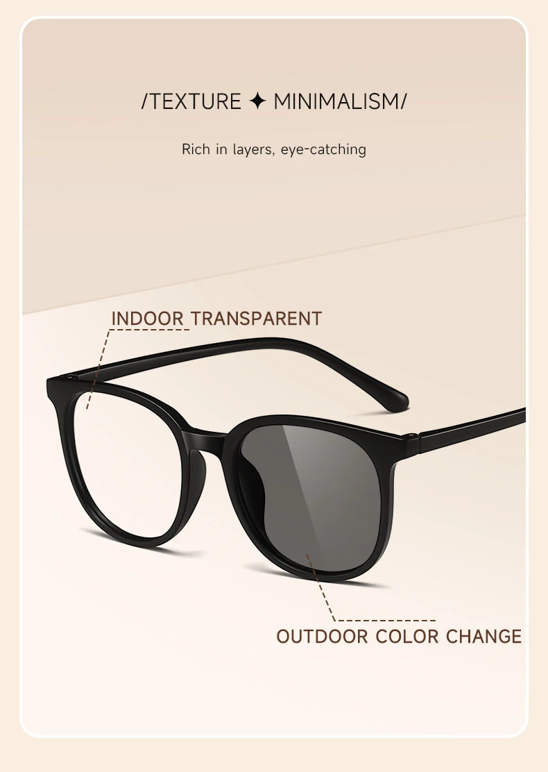 Photochromic Large Frame Sunglasses - UV400 Fashion Eyewear for Office & Outdoor